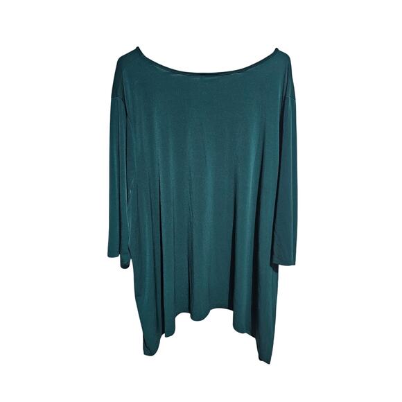 Catherines Tunic Blouse Womens Plus Size 3XWP 26/28wp Green Keyhole Top (957) - Picture 2 of 5